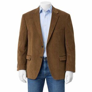 Covington Brown Corduroy Blazer Mens Size 48R Classic Fit 2-Button Notched Lapel